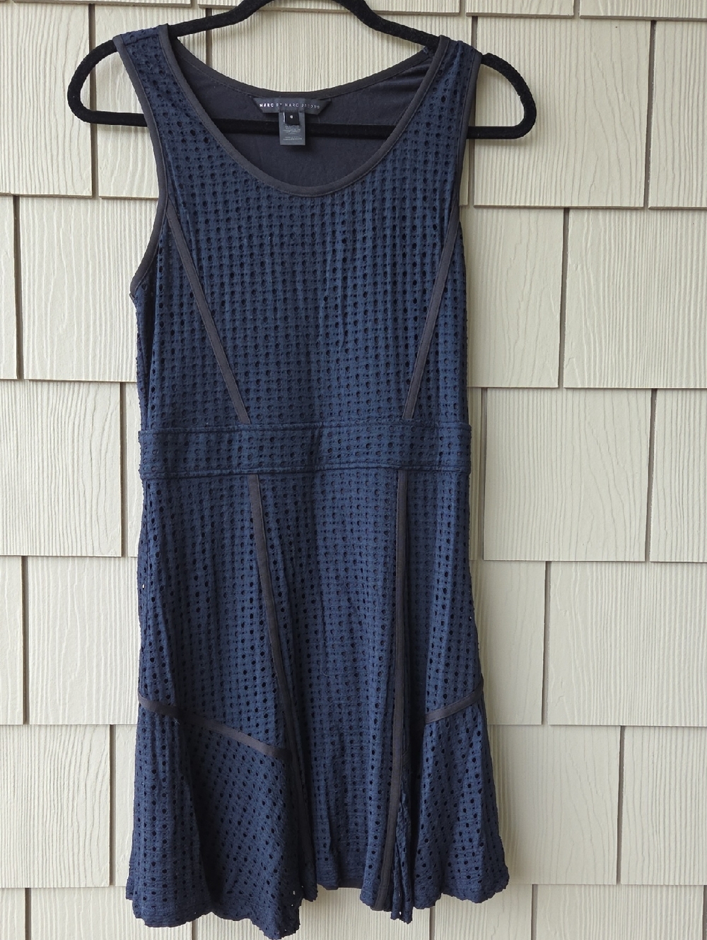 Marc by Marc Jacobs Navy Eyelet Sleeveless Fit-and-Flare Dress